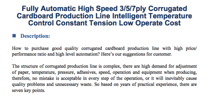 3/5/7ply Corrugated Cardboard Production Line Intelligent Temperature Control Speed 300M/min Width2200 C B E F Fluts